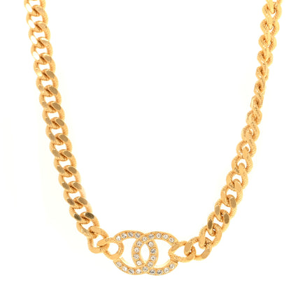 Chanel Crystal Chain Link CC Choker Necklace Gold 3 of 4