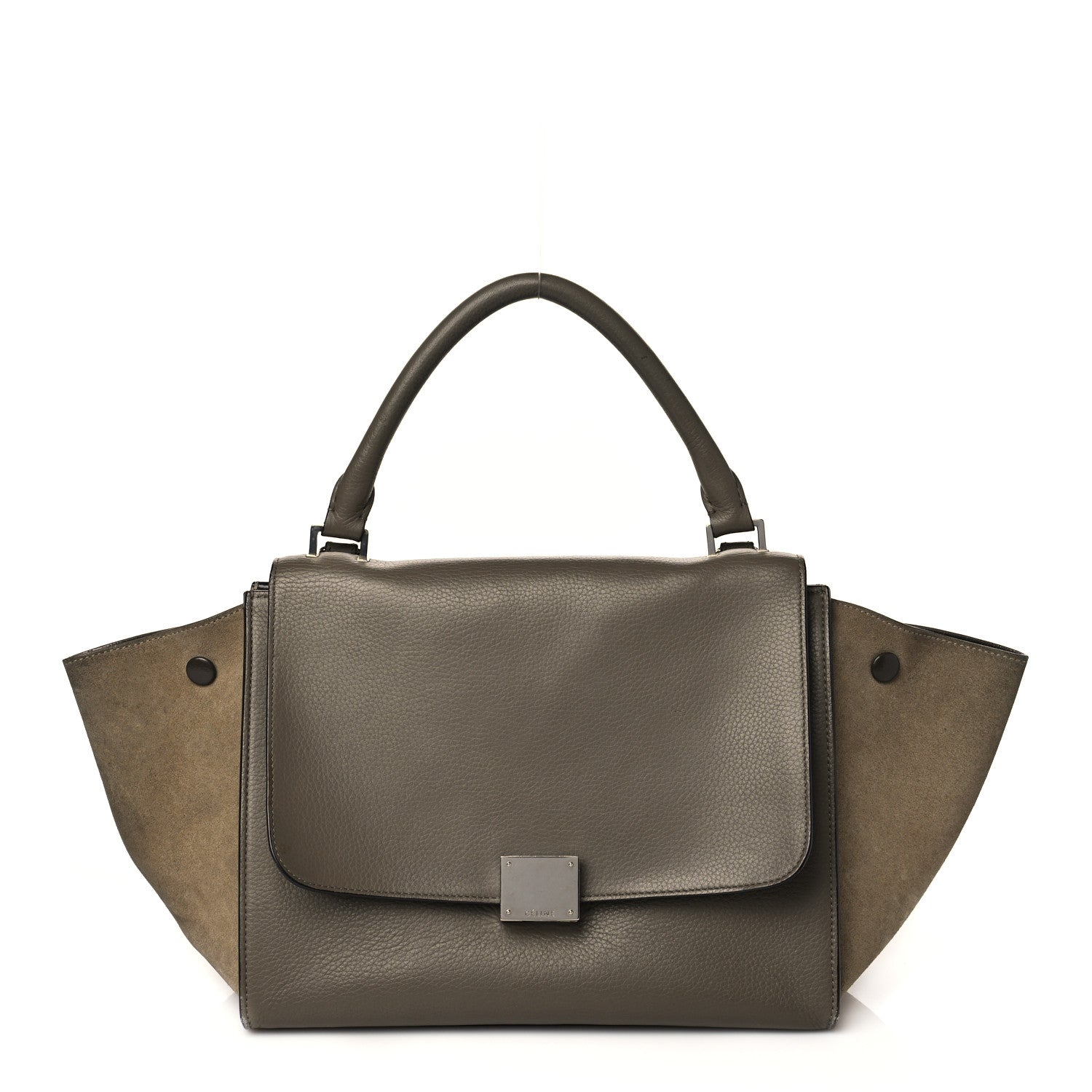 Celine Drummed Calfskin Suede Small Trapeze Souris 1 of 10