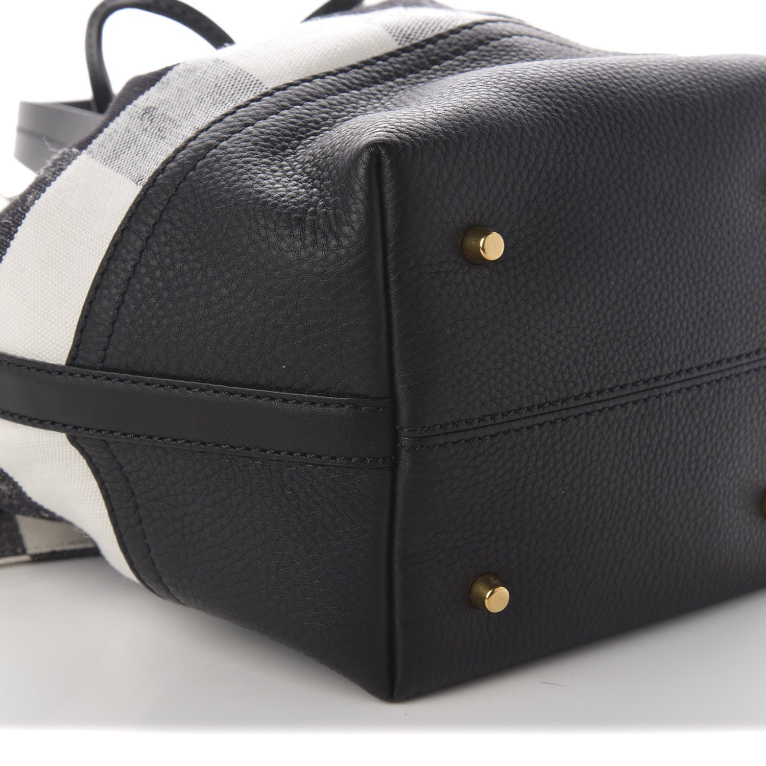 Burberry Grainy Calfskin House Check Canvas Small Heston Crossbody White Black 9 of 10