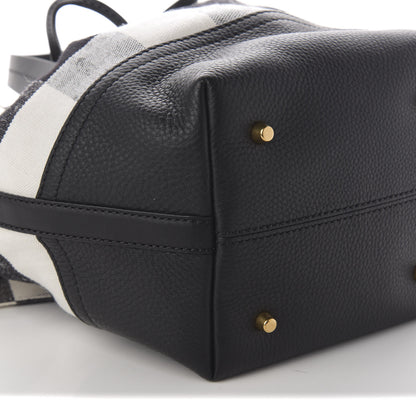 Burberry Grainy Calfskin House Check Canvas Small Heston Crossbody White Black 9 of 10