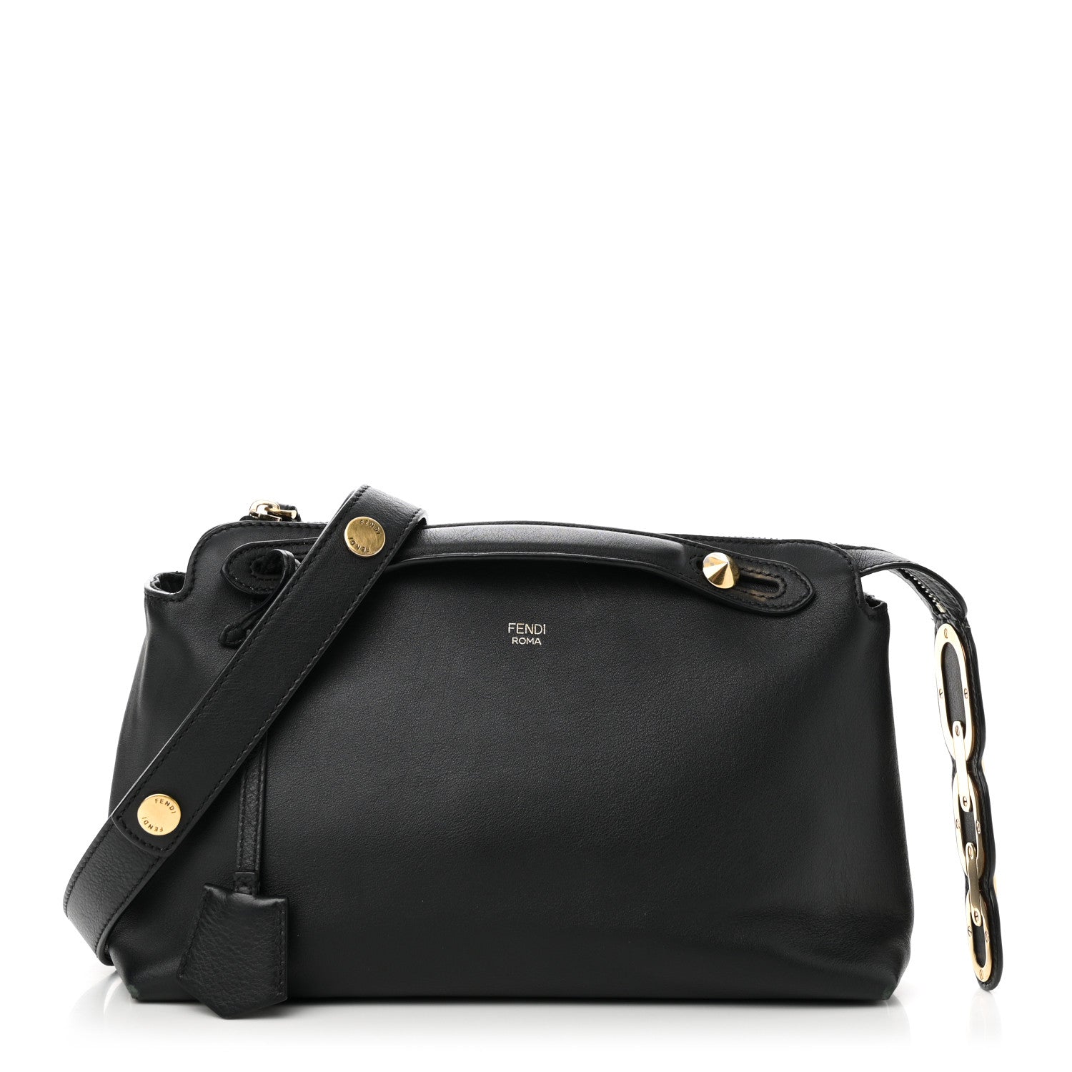 Fendi Vitello Dolce Chain Tail Gold Edition Medium By The Way Boston Bag Black 1 of 10