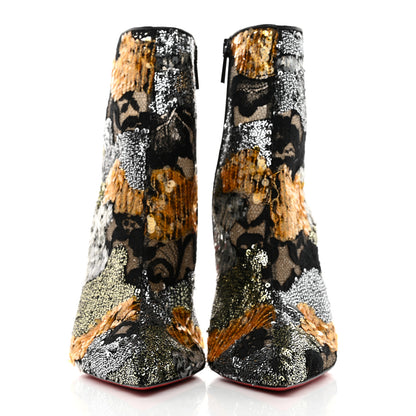 Christian Louboutin Kid Patchy Lace Sequin Gipsybootie 100 Ankle Boots 41 Black Multicolor 2 of 8