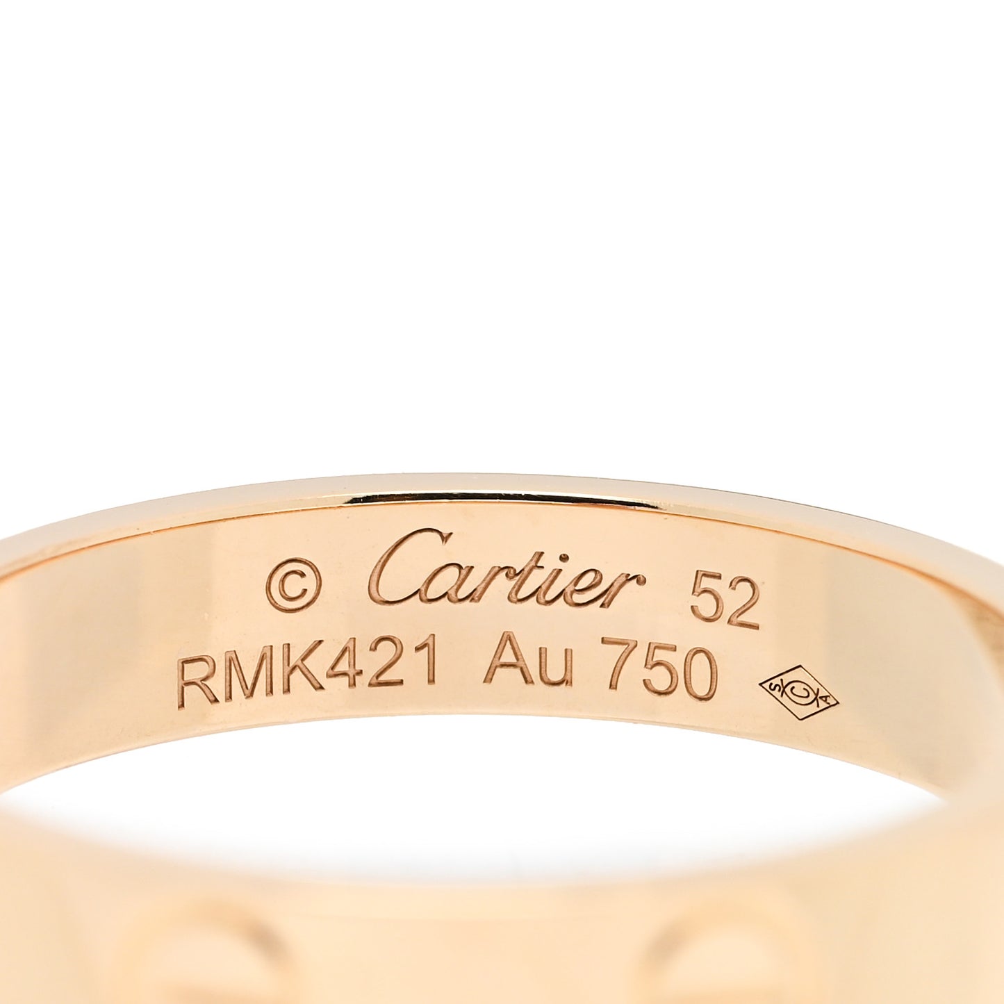 18K Yellow Gold 3.5mm LOVE Wedding Band Ring 52 6