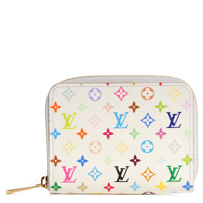 Louis Vuitton Monogram Multicolor Zippy Coin Purse Wallet White Litchi 1 of 7