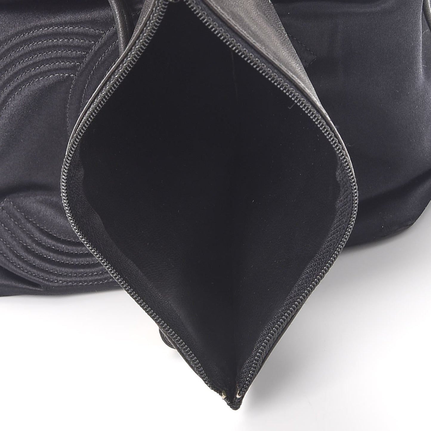 Satin CC Drawstring Bucket Bag Black
