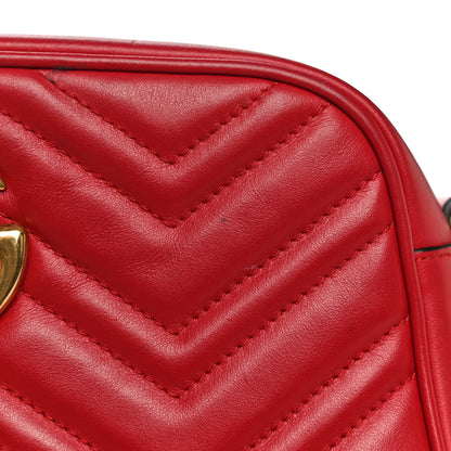 Gucci Calfskin Matelasse Small GG Marmont Chain Shoulder Bag Hibiscus Red 16 of 38