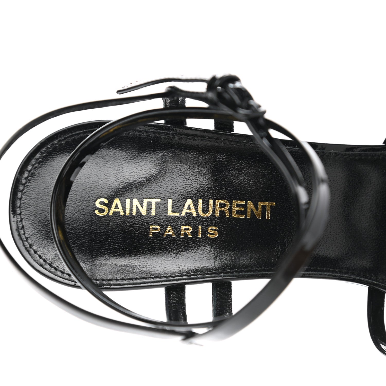 Saint Laurent Patent Platform Criss Cross Sandals 37 Black 7 of 7