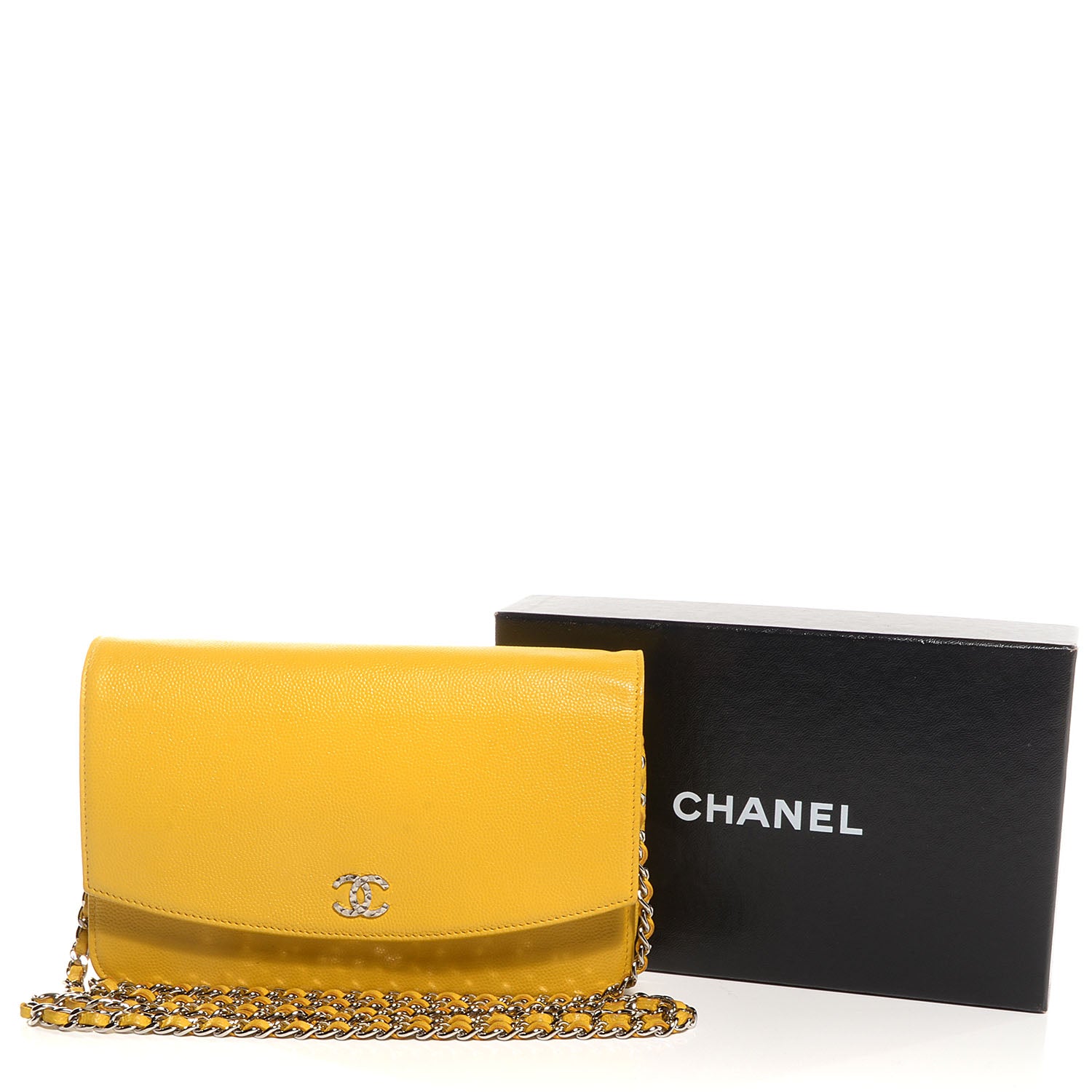 Chanel Caviar Sevruga Wallet on Chain WOC Yellow 3 of 9