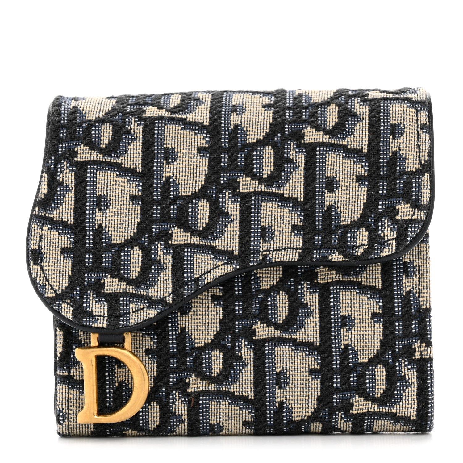 Christian Dior Oblique Saddle Lotus Wallet Blue 1 of 9