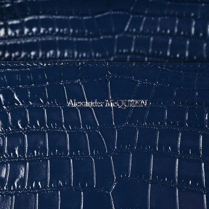 Alexander McQueen Shiny Crocodile Embossed Jeweled Satchel Industrial Blue 7 of 10