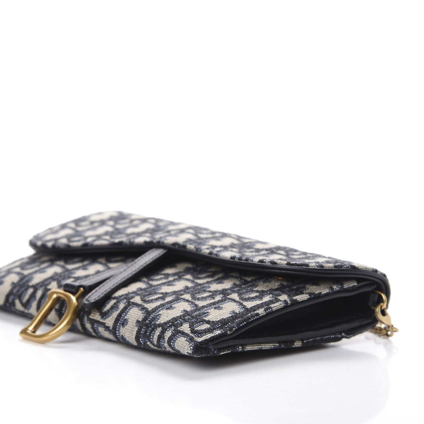 Oblique Saddle Chain Long Wallet Blue