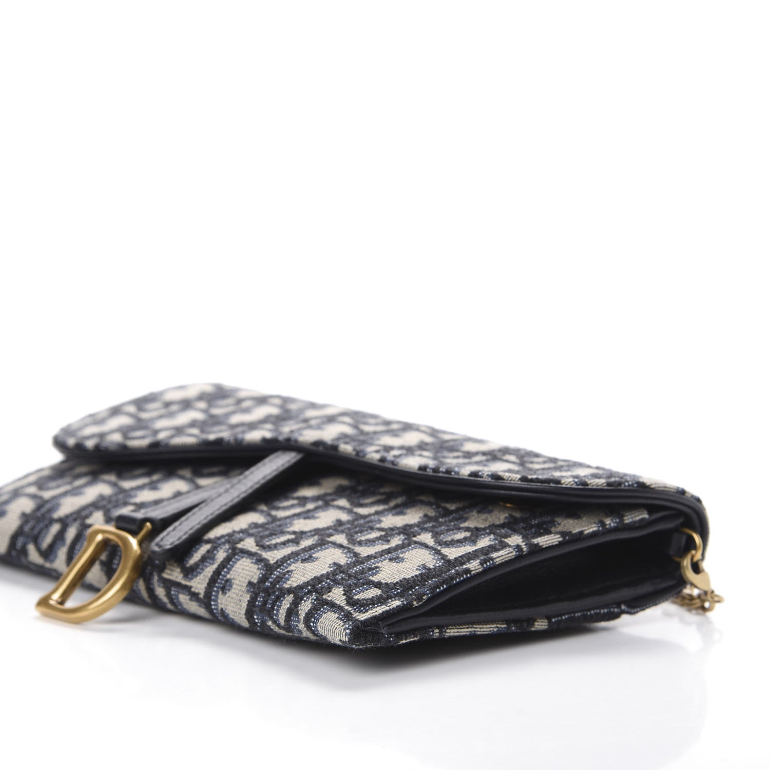 Christian Dior Oblique Saddle Chain Long Wallet Blue 6 of 11