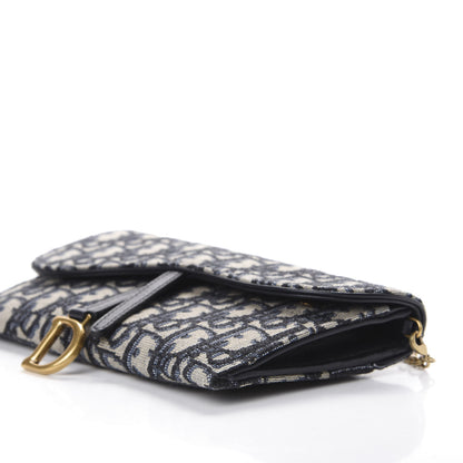 Christian Dior Oblique Saddle Chain Long Wallet Blue 6 of 11
