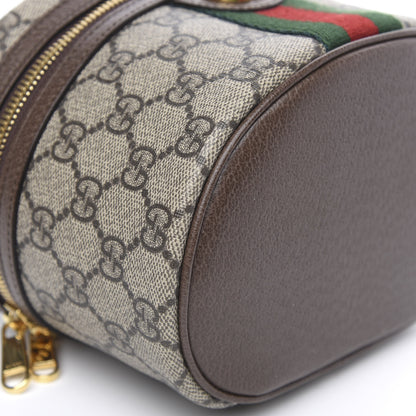 Gucci GG Supreme Monogram Textured Calfskin Web Ophidia Vanity Cosmetic Case Beige Ebony New Acero 9 of 11