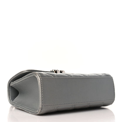 Chanel Metallic Lambskin Quilted Chain CC Top Handle Clutch With Chain Silver 4 of 10