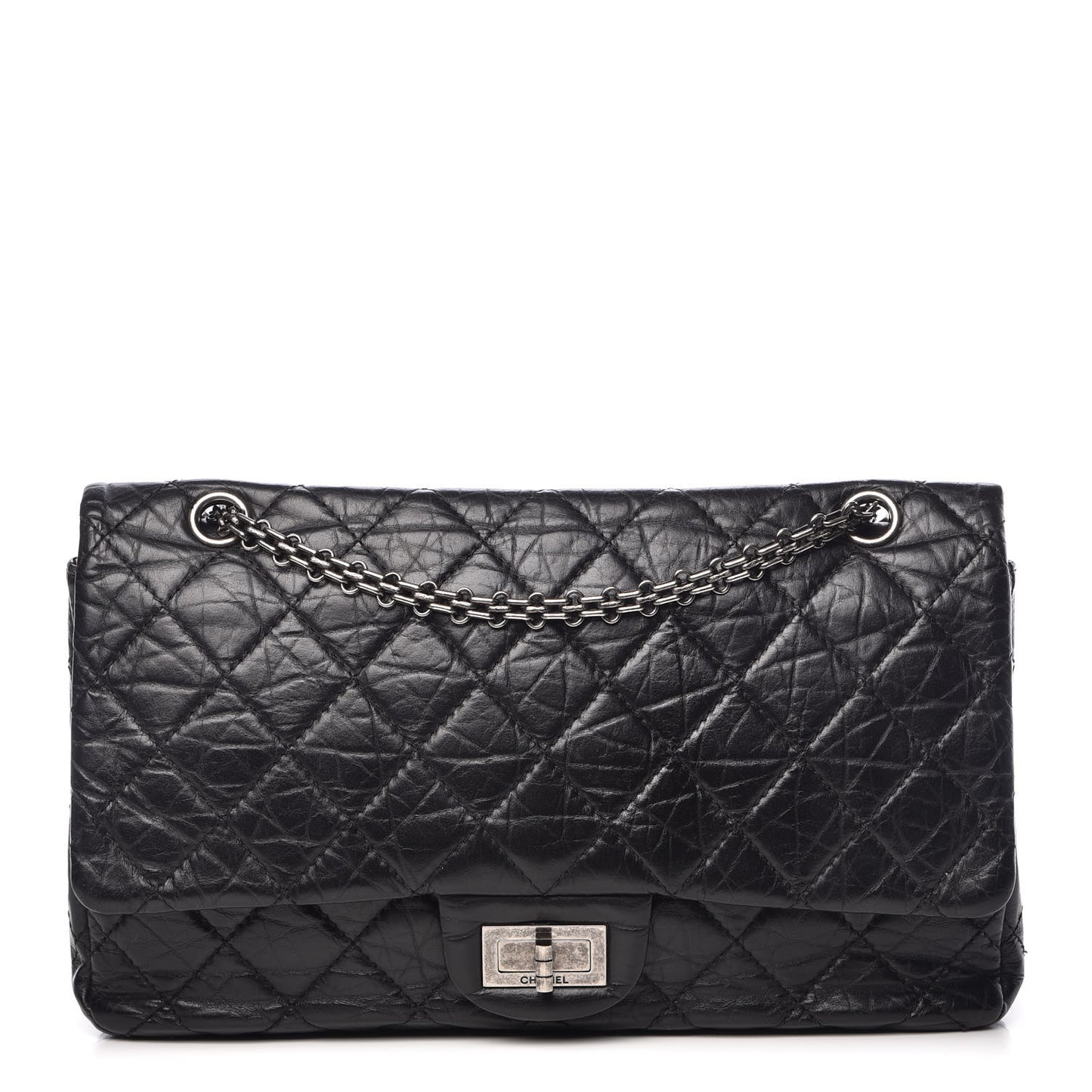 Aged Calfskin Quilted 2.55 Reissue 227 Flap Black