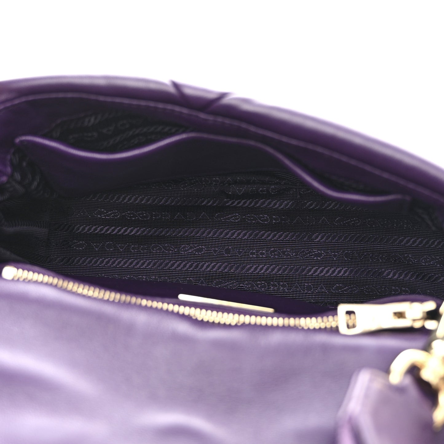 Nappa Re-Nylon Triangle Quilted Patchwork System Flap Shoulder Bag Viola