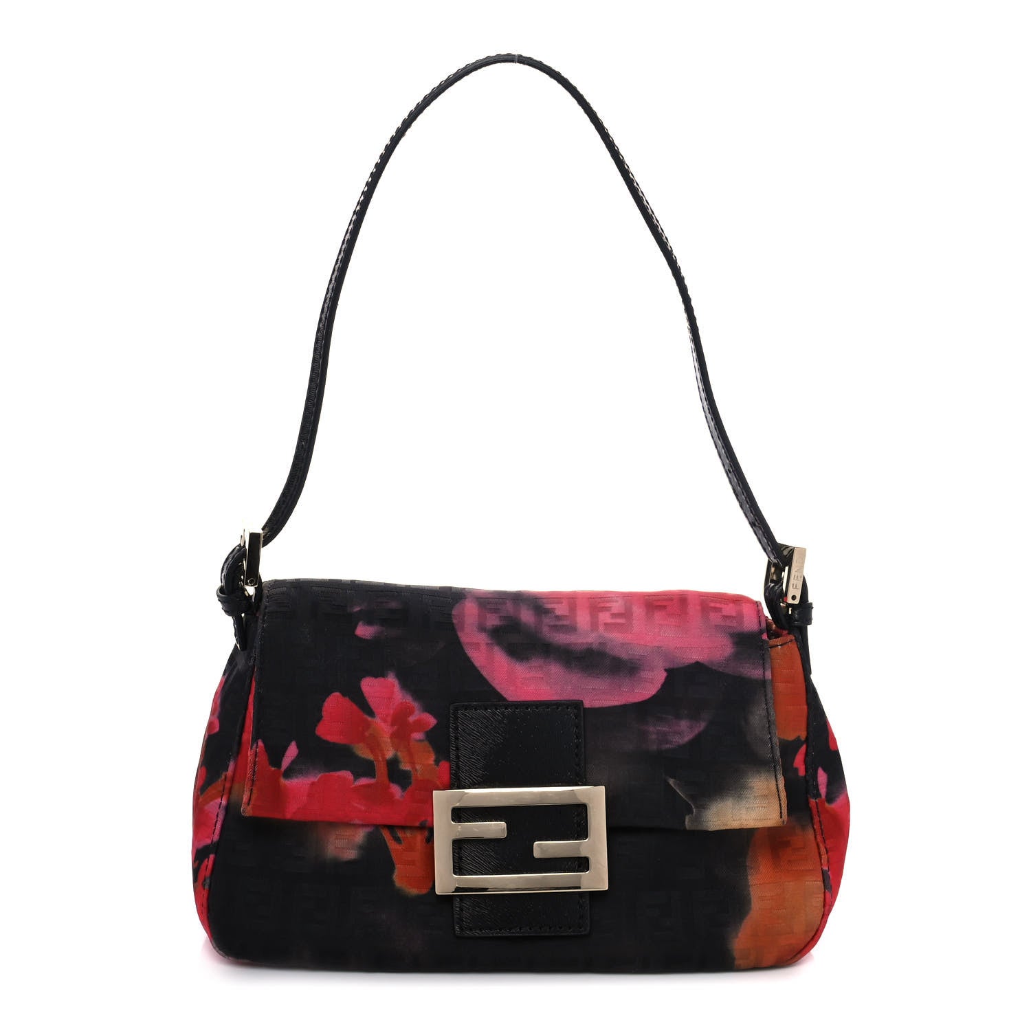 Fendi Zucchino Vitello Floral Mini Forever Mama Baguette Black Multicolor 1 of 12