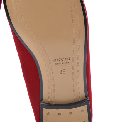 Gucci Velvet Horsebit Womens Jordaan Loafers 35 Hibiscus Red 6 of 9