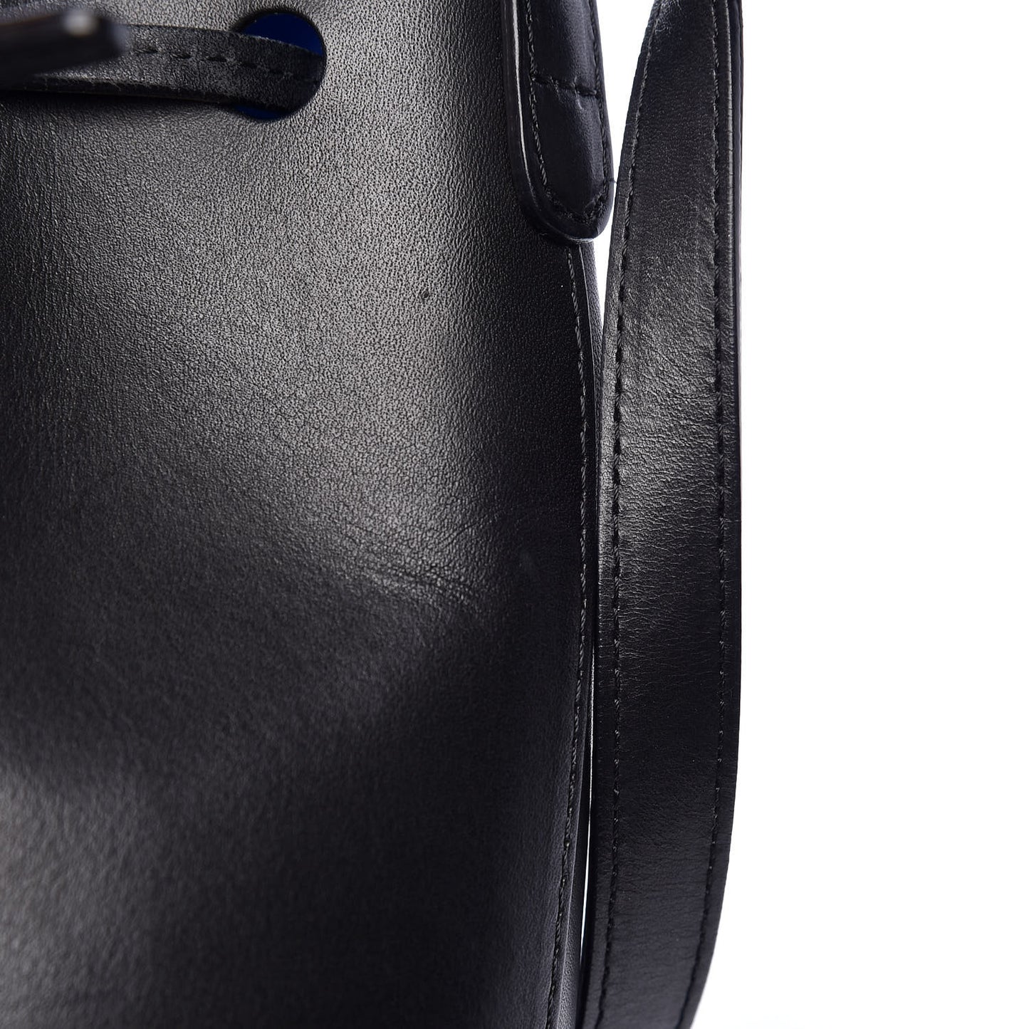 Vegetable Tanned Calfskin Mini Bucket Bag Black Royal