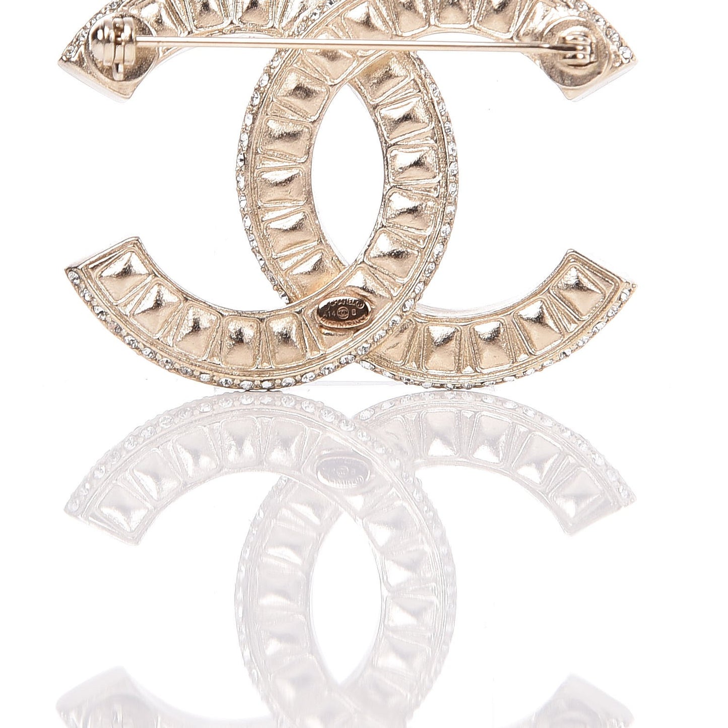 Baguette Crystal CC Brooch Light Gold