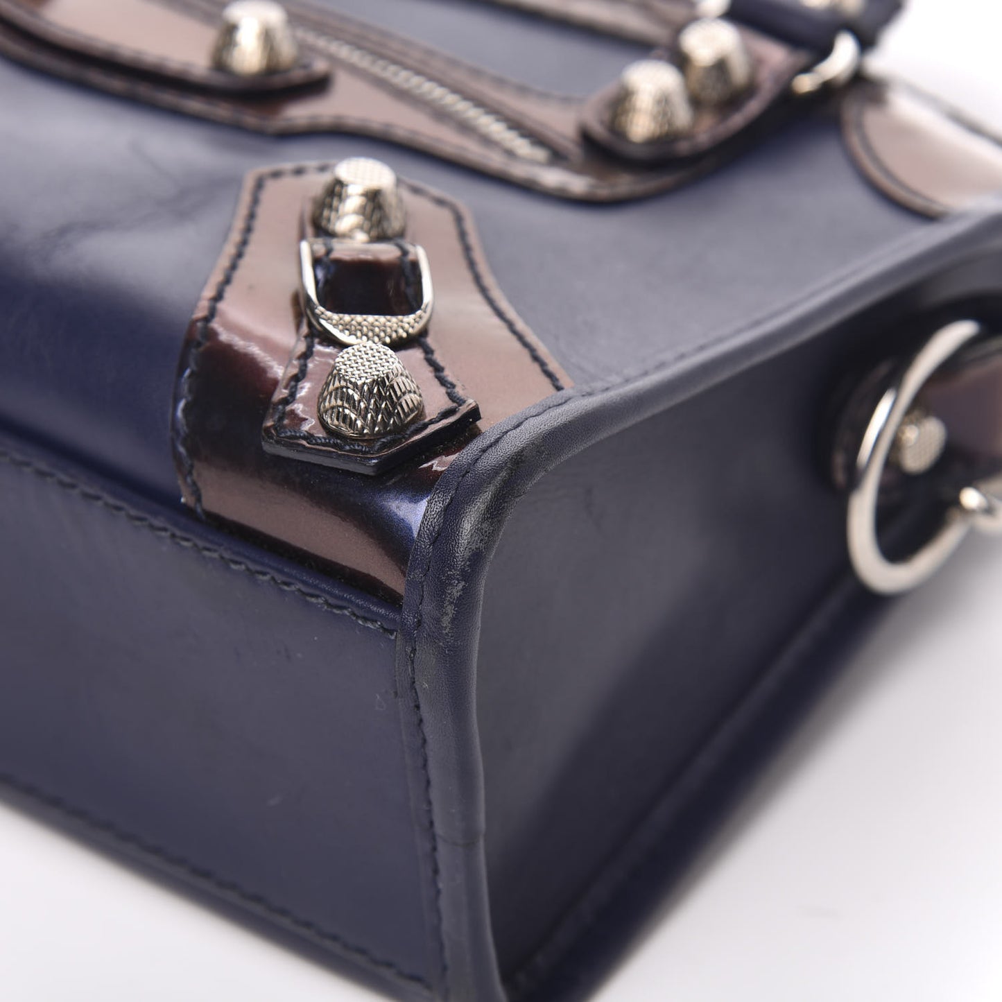 Smooth Calfskin Metallic Patent Giant 12 Silver Hardware Mini City Ultraviolet