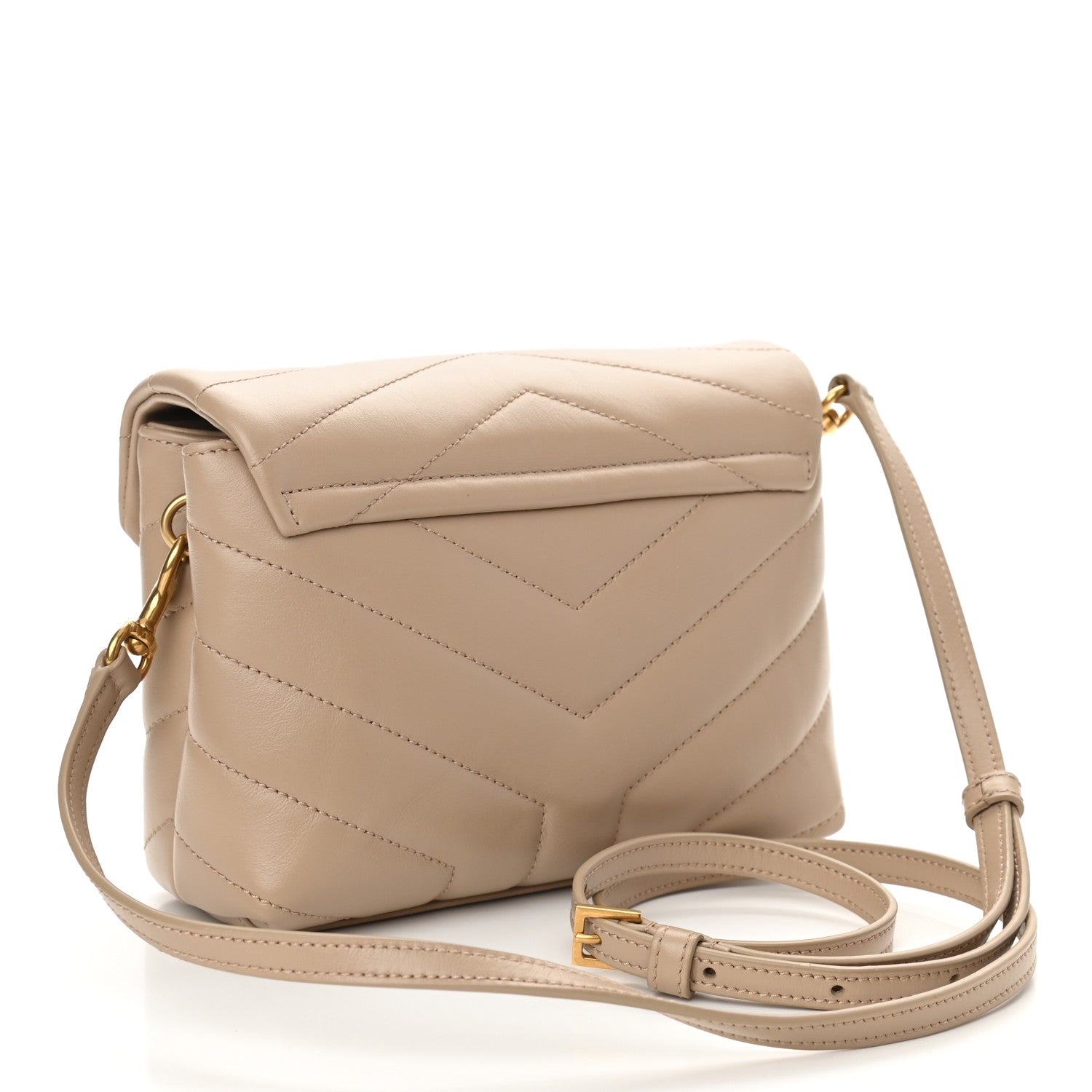 Saint Laurent Calfskin Y Quilted Monogram Toy Loulou Crossbody Bag Dark Beige 2 of 8