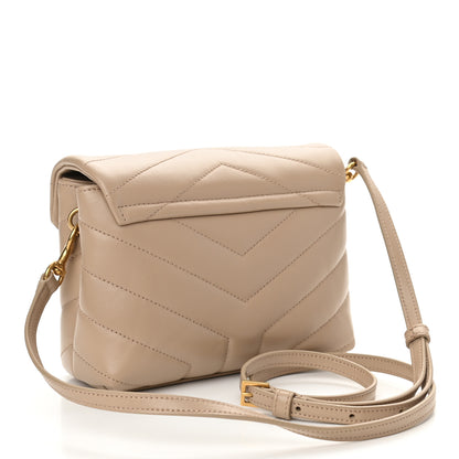 Saint Laurent Calfskin Y Quilted Monogram Toy Loulou Crossbody Bag Dark Beige 2 of 8