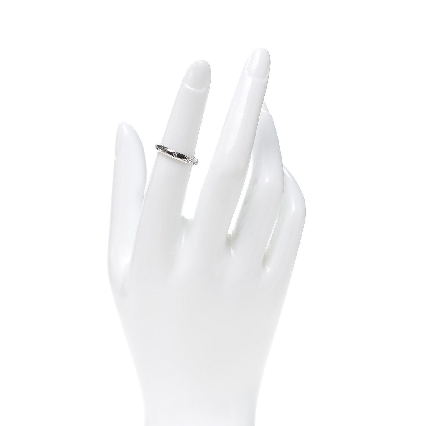 Platinum Diamond Logo Band Ring 50 5.25