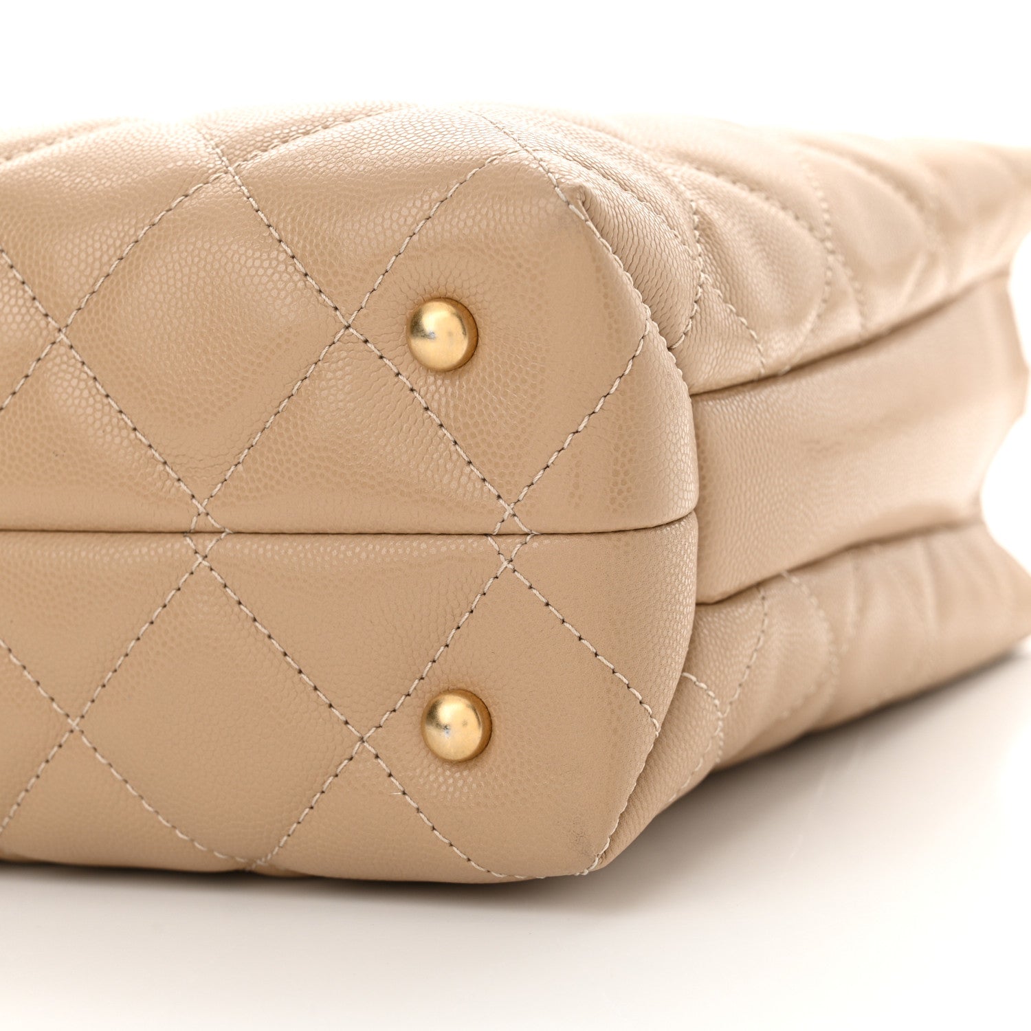 Chanel Shiny Caviar Quilted Chain Handle Shopping Tote Beige 10 of 10