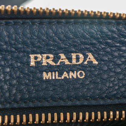 Prada Vitello Daino Zippered Crossbody Bag Baltico 6 of 8