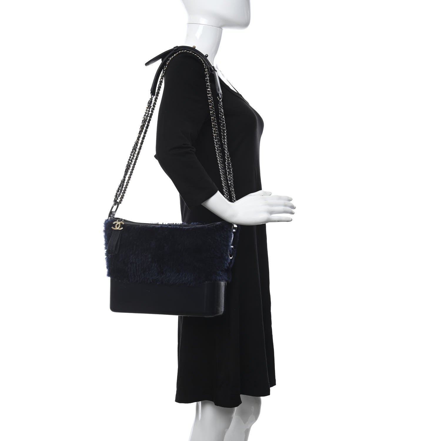 Chanel Shearling Medium Gabrielle Hobo Navy 2 of 10