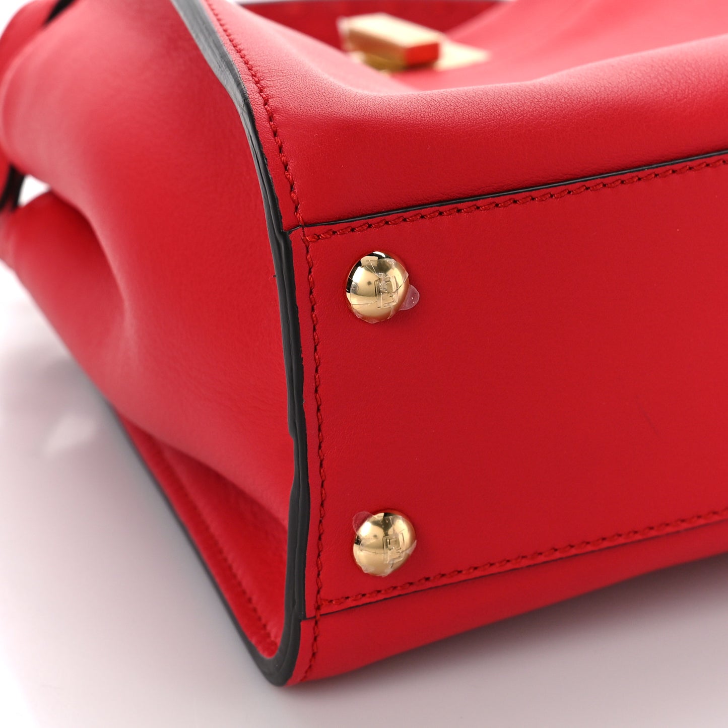 Vitello Seta Canvas FF Embroidered Mini Peekaboo Iconic Satchel Rosso Cardinale Multicolor