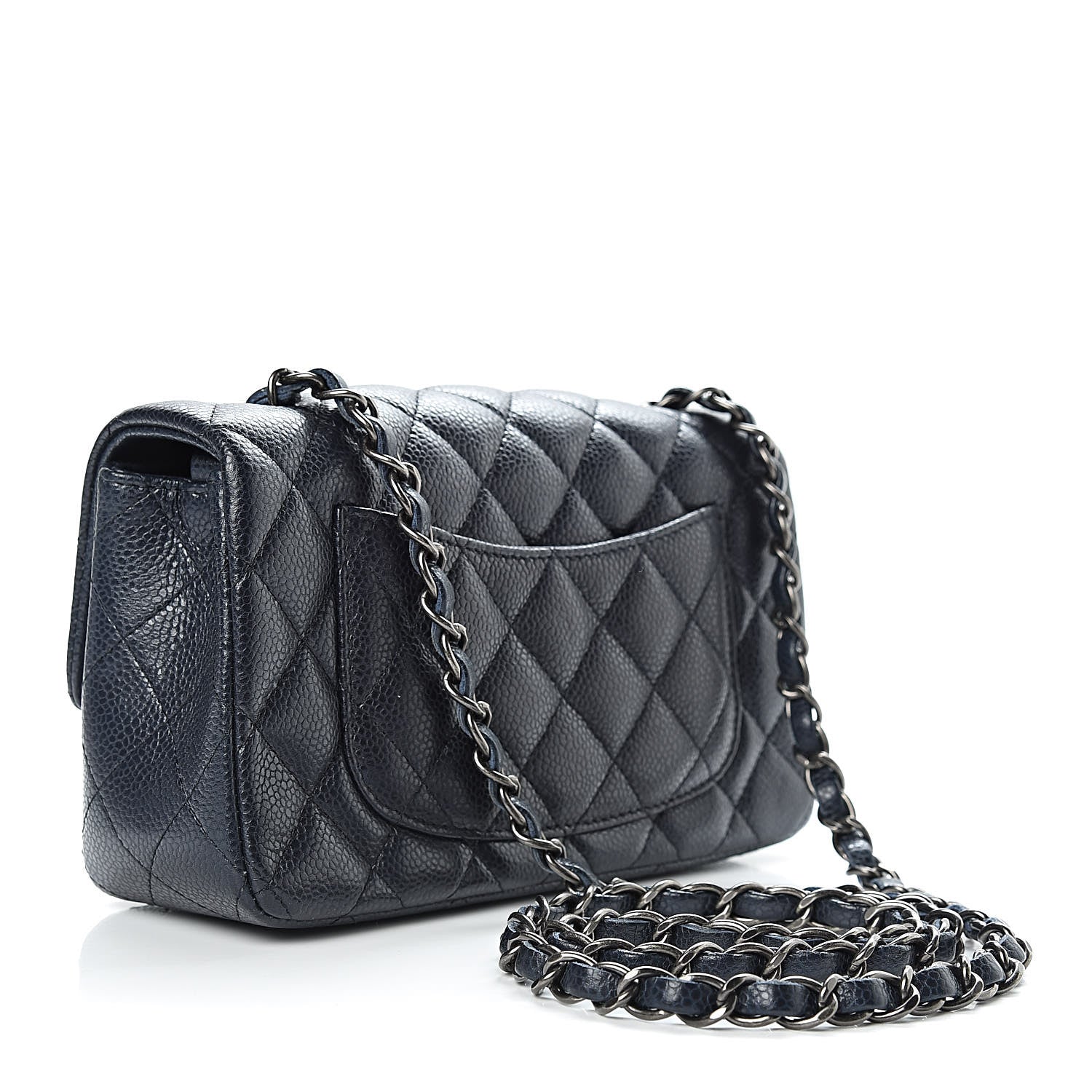 Chanel Iridescent Caviar Quilted Mini Rectangular Flap Navy Blue 3 of 11