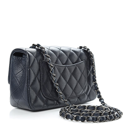 Chanel Iridescent Caviar Quilted Mini Rectangular Flap Navy Blue 3 of 11