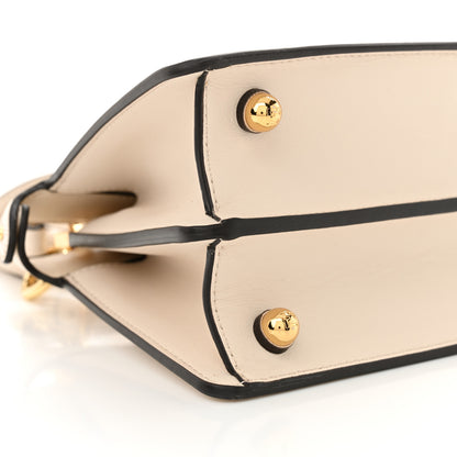 Fendi Vitello Seta Shiny Nappa Floral Embroidered Petite Peekaboo I SEE U Satchel Camelia White Ice 10 of 12