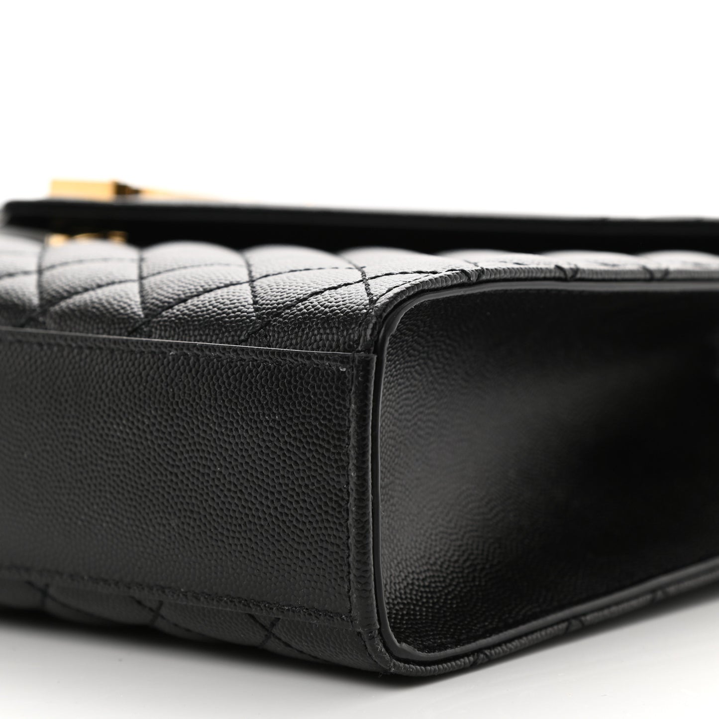 Grain De Poudre Textured Mixed Matelasse Large Triquilt Monogram Satchel Black