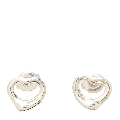 Tiffany Sterling Silver 11mm Elsa Peretti Open Heart Earrings 1 of 4