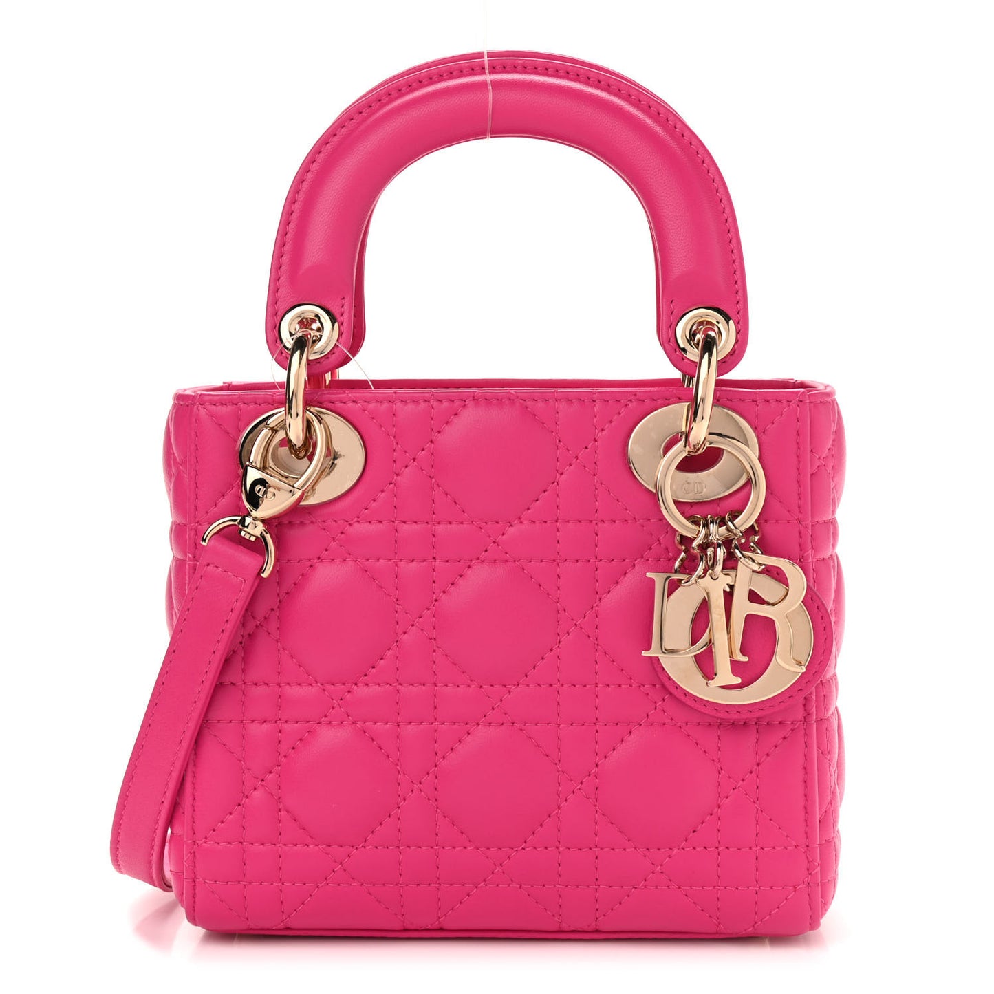 Lambskin Cannage Mini Lady Dior Fuchsia