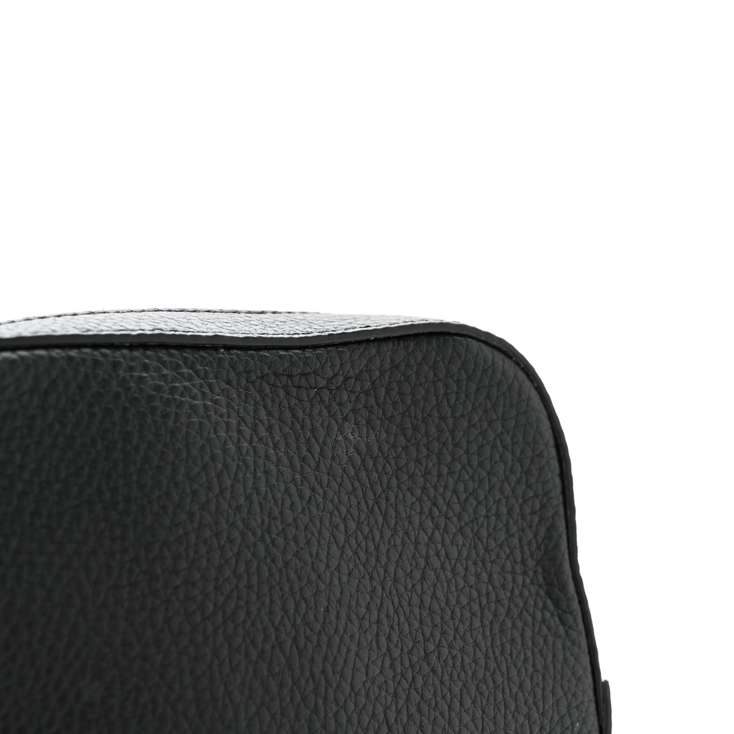 Pebbled Calfskin Logo Embossed Thornton Messenger Bag Black