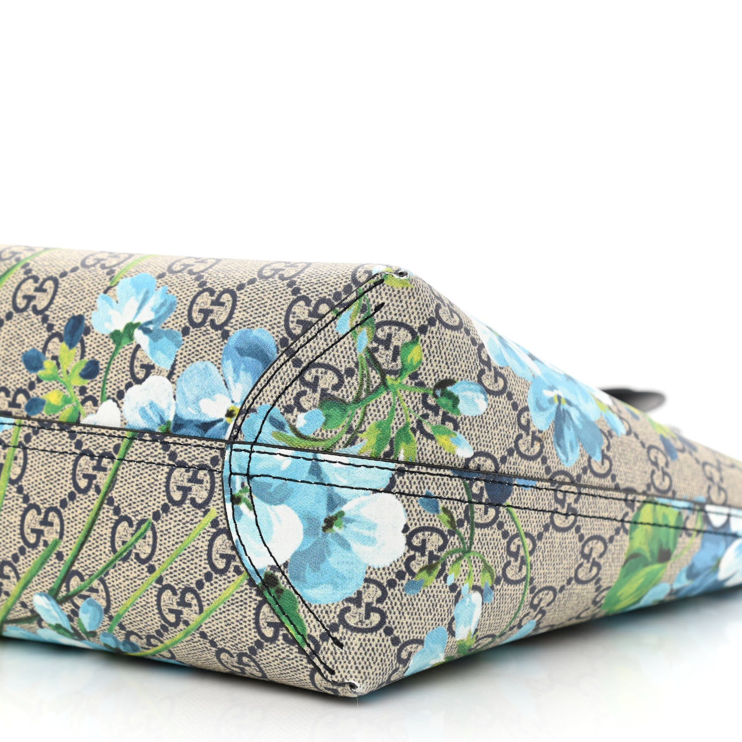 Gucci GG Supreme Monogram Blooms Small Reversible Tote Beige Blue Navy 9 of 17