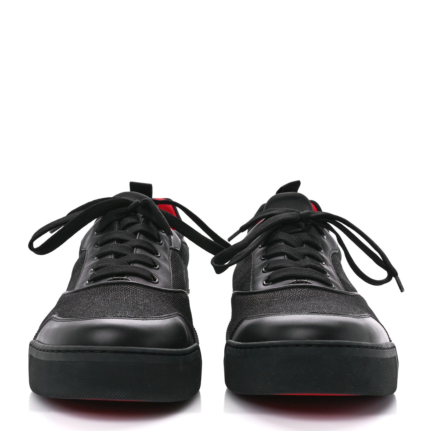 Christian Louboutin Calfskin Tisse Serre Patent Neoprene Aurelien Flat Sneakers 45.5 Black 2 of 10