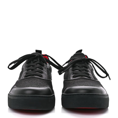 Christian Louboutin Calfskin Tisse Serre Patent Neoprene Aurelien Flat Sneakers 45.5 Black 2 of 10