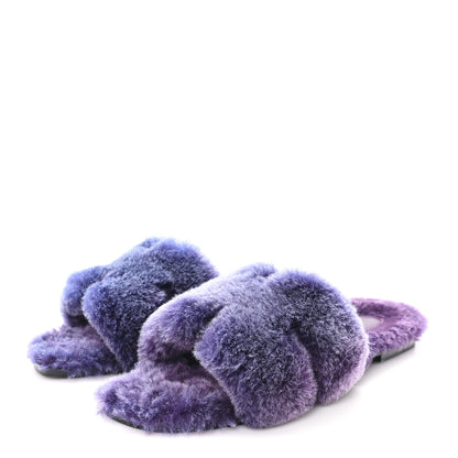 Hermes Woolskin Oran Sandals 38 Violet Fonce 4 of 8