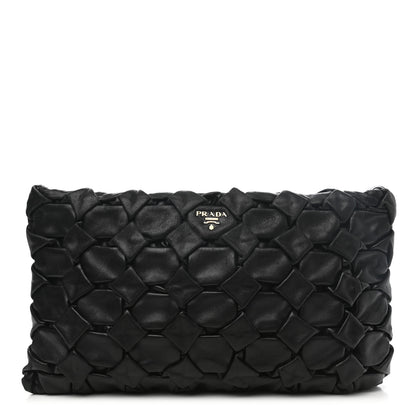 Prada Nappa Woven Pouch Black 1 of 11