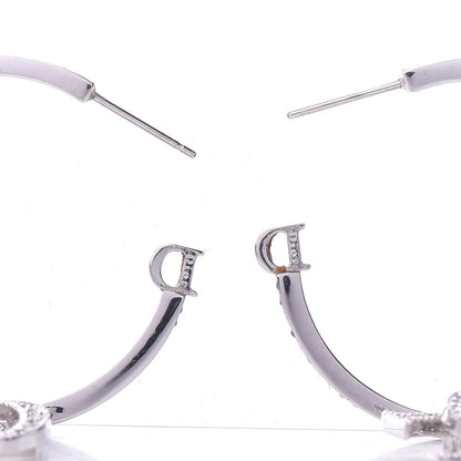 Christian Dior Crystal Hoop Earrings Silver 4 of 6