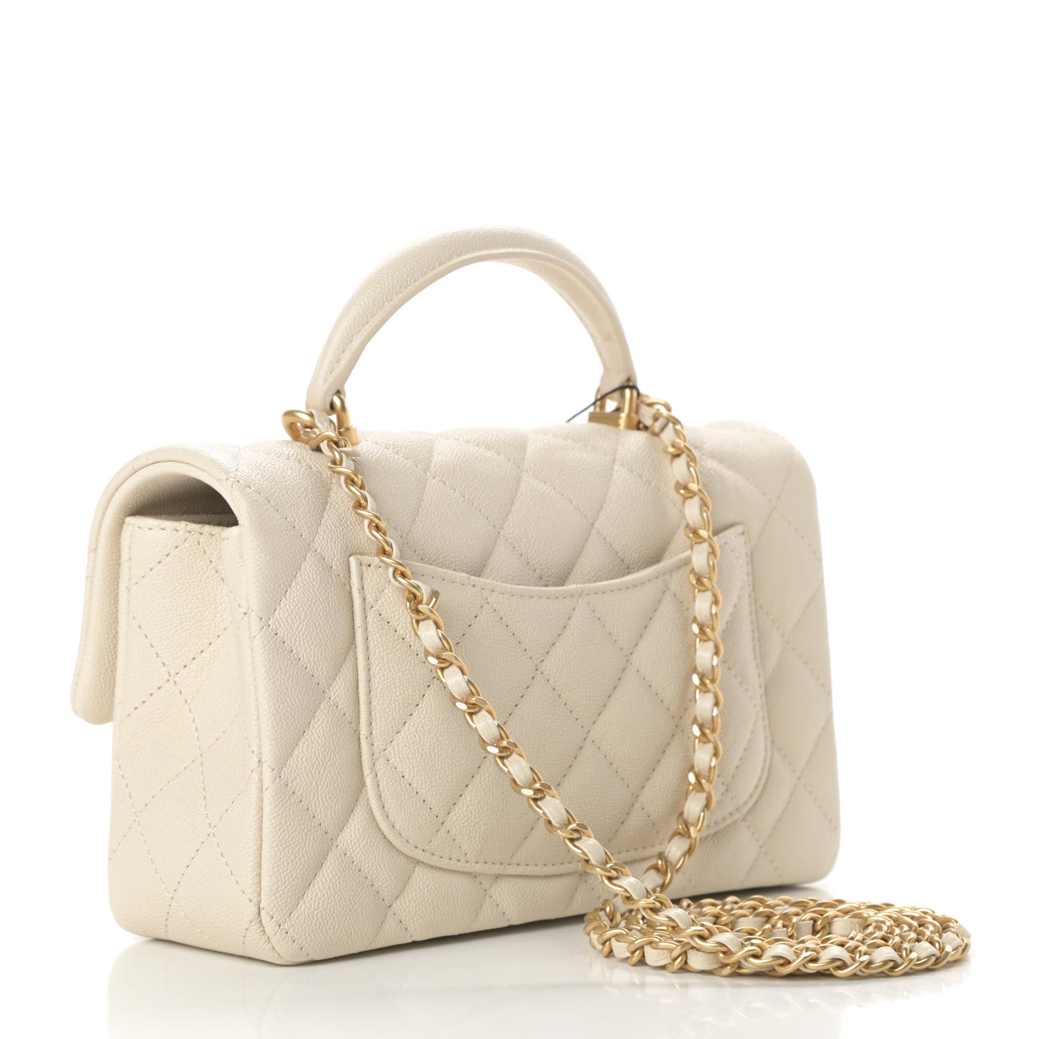 Chanel Caviar Quilted Mini Top Handle Rectangular Flap Beige 3 of 11