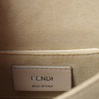 Fendi Vitello Shiny Nappa Bi-Color FF 1974 Lace Up Bow Embossed Small Kan I Shoulder Bag Maya Black Fragola 6 of 9