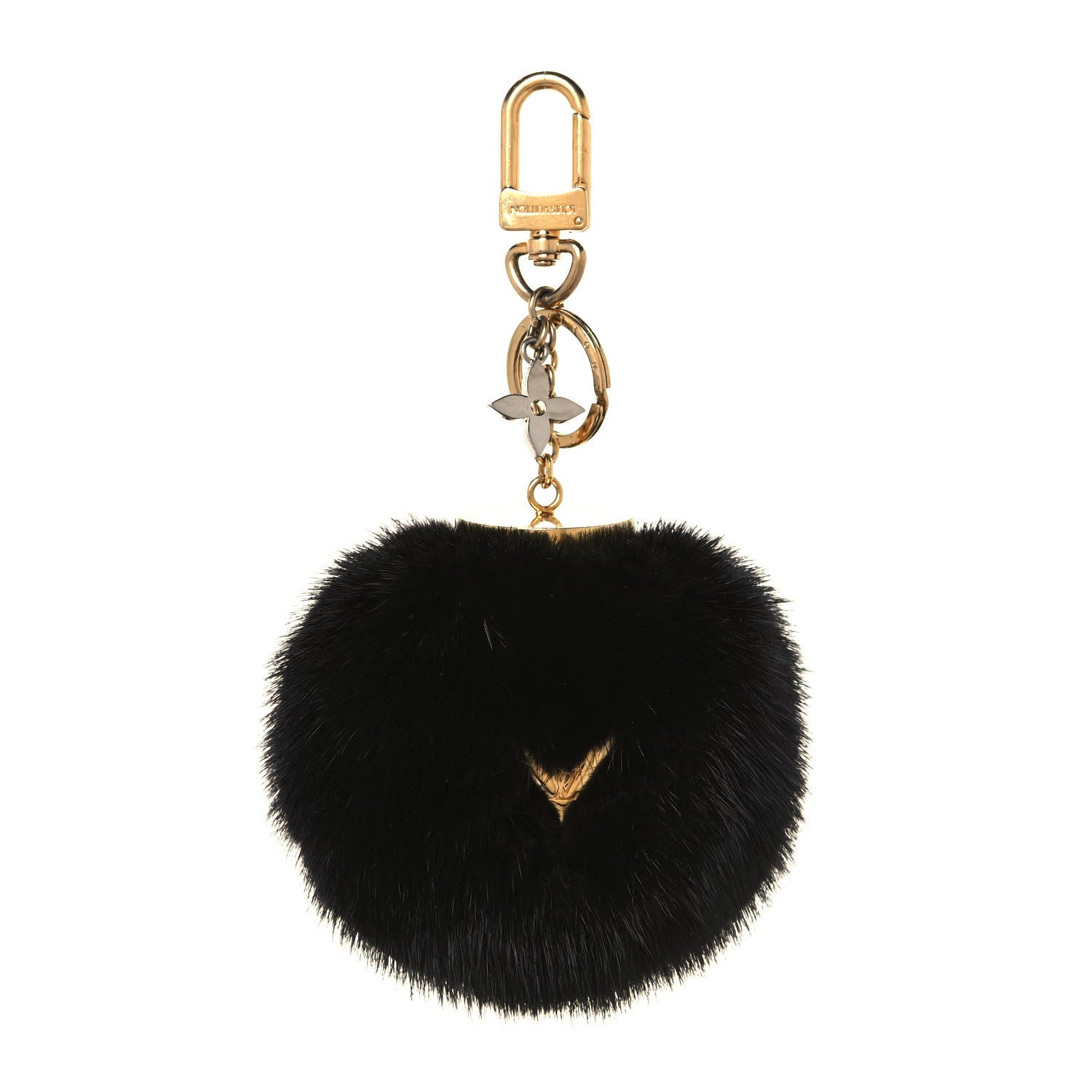 Louis Vuitton Mink Fur Bubble V Bag Charm Key Holder Black 1 of 5