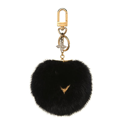 Louis Vuitton Mink Fur Bubble V Bag Charm Key Holder Black 1 of 5